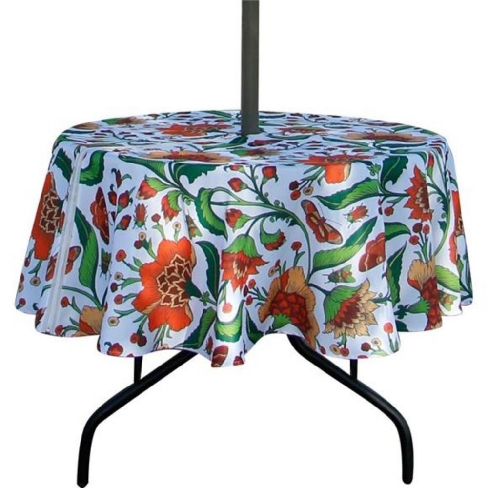 Outdoor and Indoor 60inch Round Tablecloth with Umbrella Hole and Zipper, Waterp